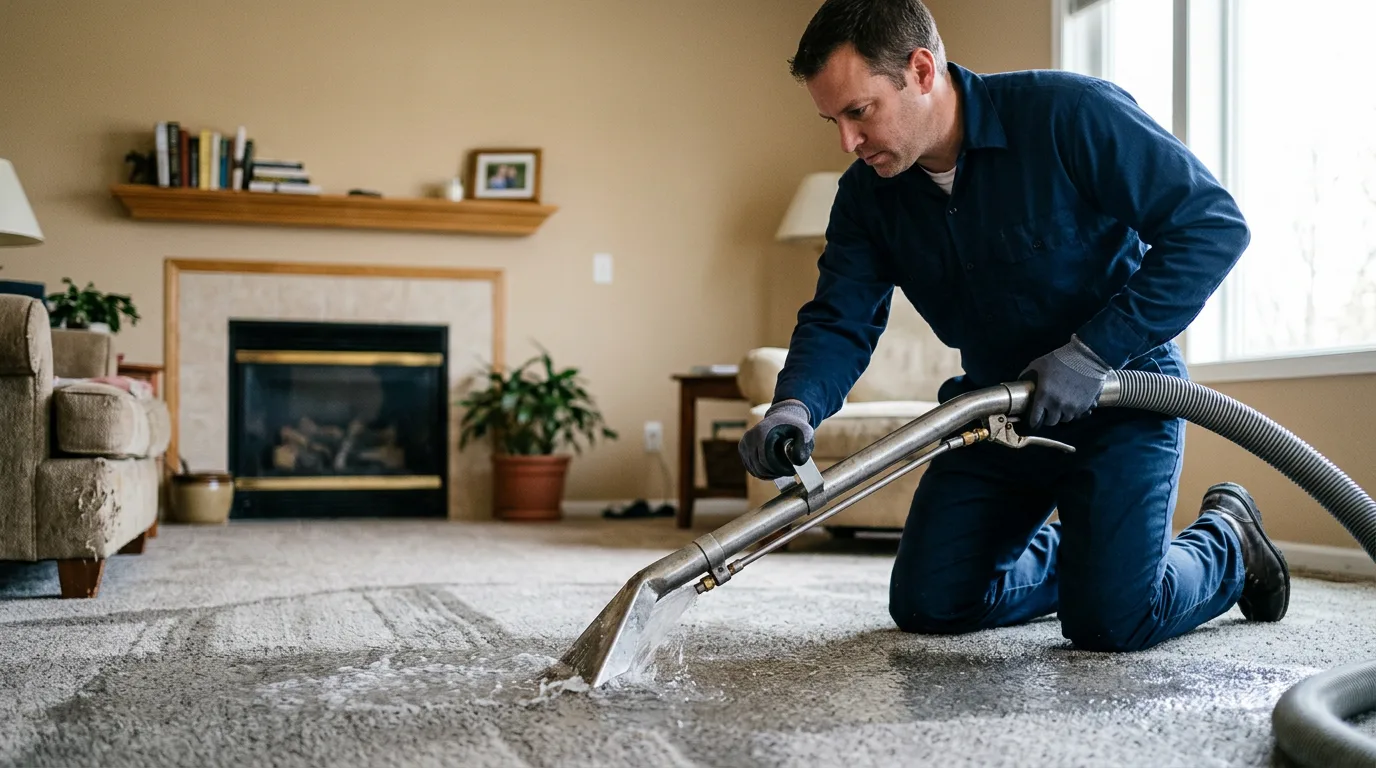 Water damage restoration technician working near Valley Grove, WV